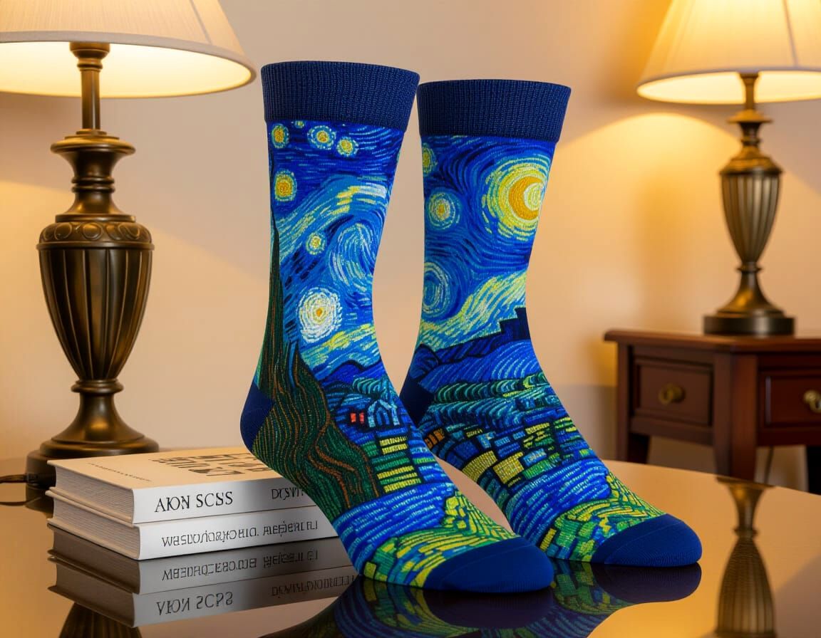 Starry Night Socks: Expressionist Textile Reinterpretation