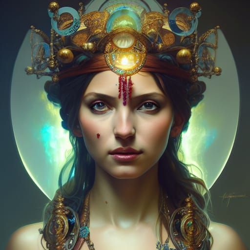 Goddess Fortune Teller Portrait in Photorealistic Style
