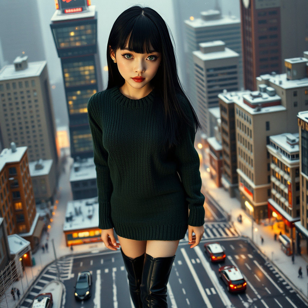 Giantess Akiya Towers Over Tokyo
