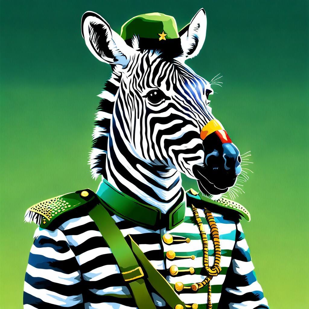 Zebra Soldier Ready for Combat