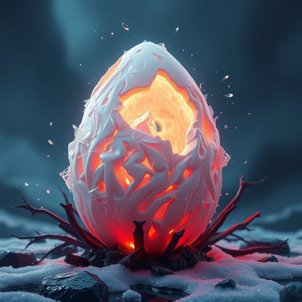 Icy Delicate Egg in Fantastical Scene