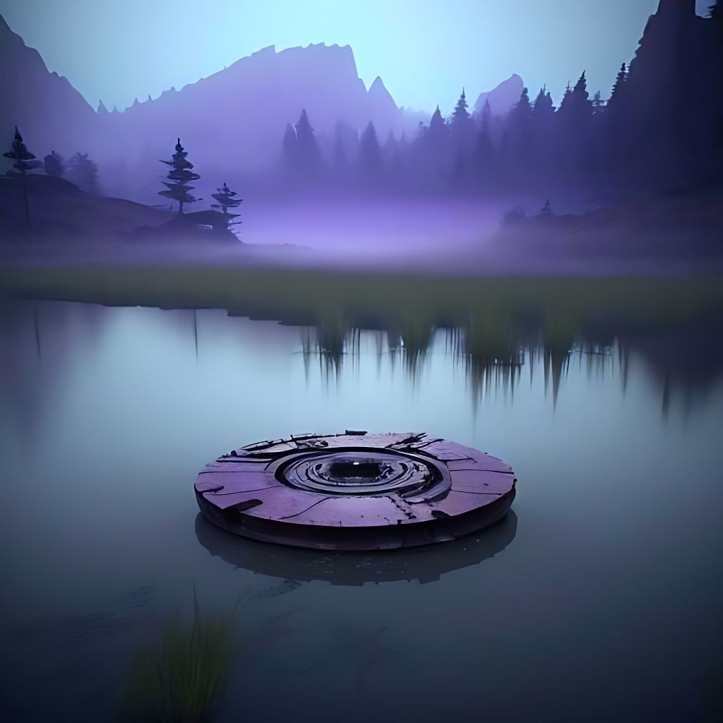 Rusty Coin in Eerie Purple Lake: 3D Animation