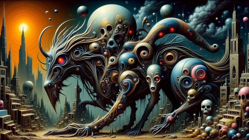 Biomechanical Android with Glowing Eyes