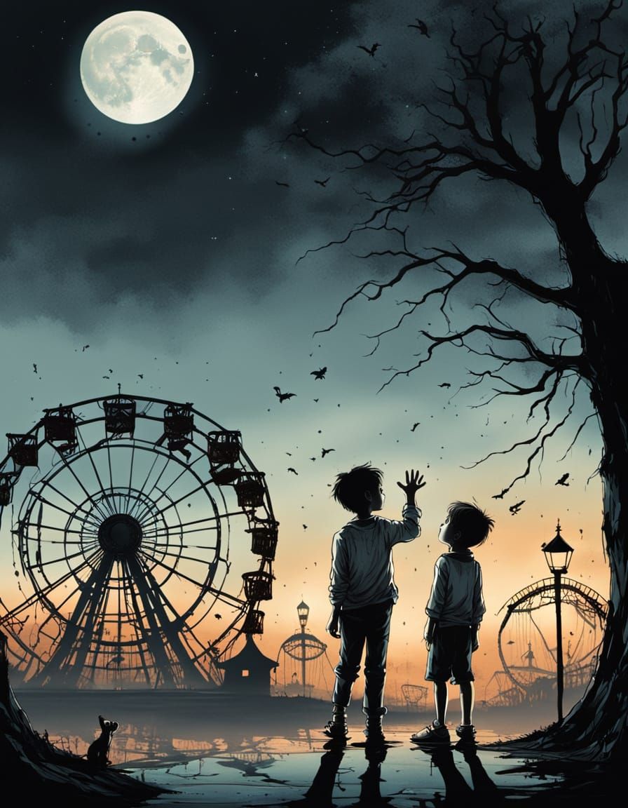 Ethereal Horror in Moonlit Fairground