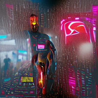 Ironman in Cyberpunk 2099 Neon Cityscape