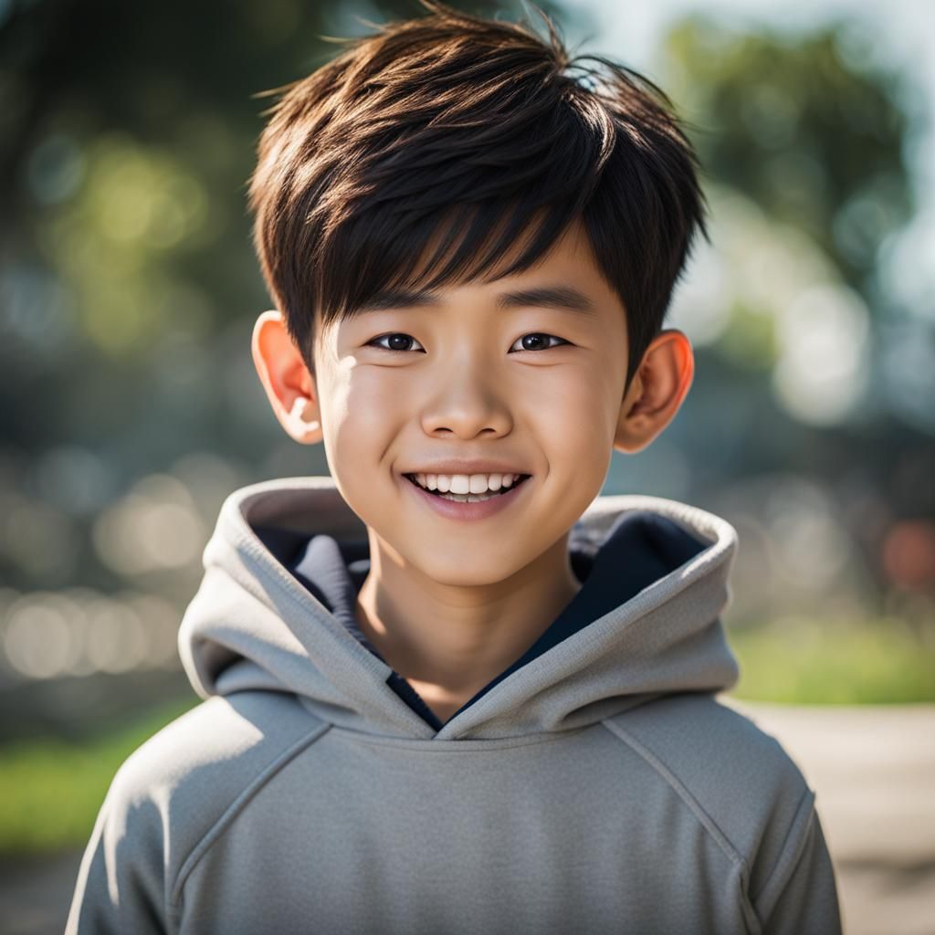 Charming Asian Boy in Natural Light Photography