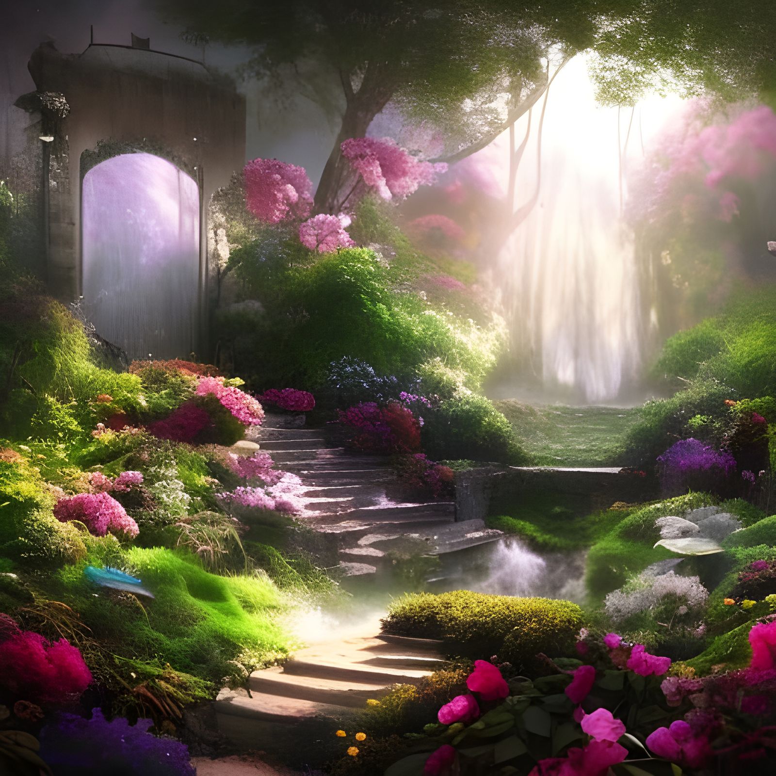 Ethereal Garden with Cascading Florals