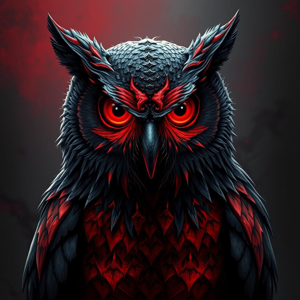 Sinister Zombie Owl in Hyperdetailed Style