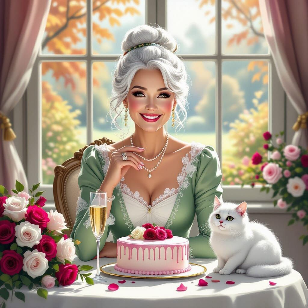 Ethereal Birthday Card Illustration for Grandma