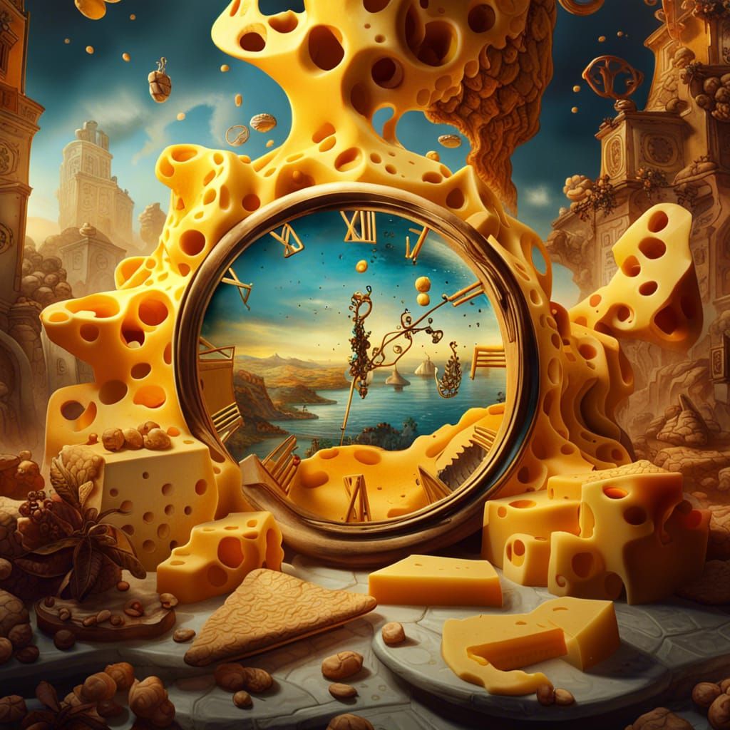 Surreal Cheese Clock in Dali Style