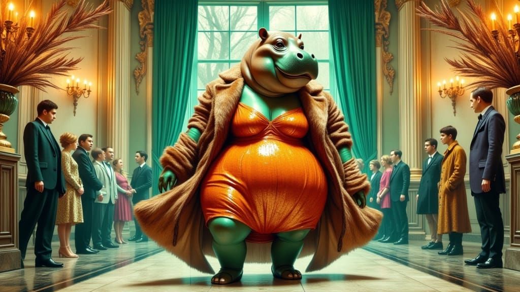 Hippo Struts Runway in Art Nouveau Style
