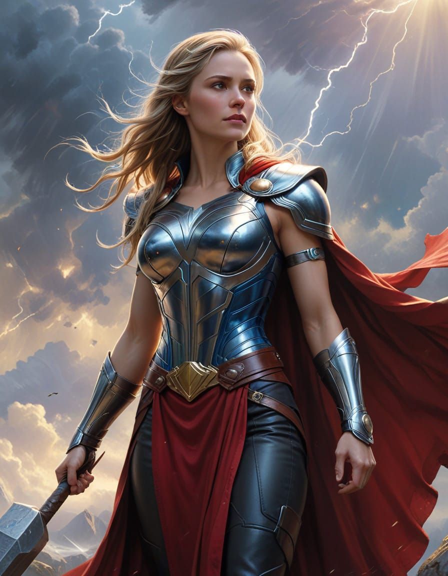 Ethereal Fantasy Portrait of Mighty Thor, Jane Foster, Empow...