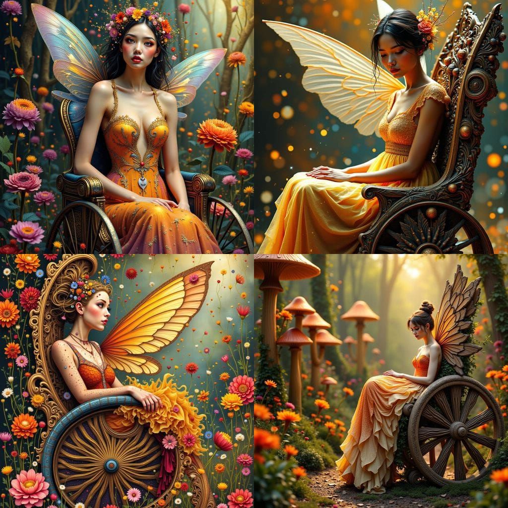 Fairy in Vibrant Wheelchair - Hyperrealistic Concept Art