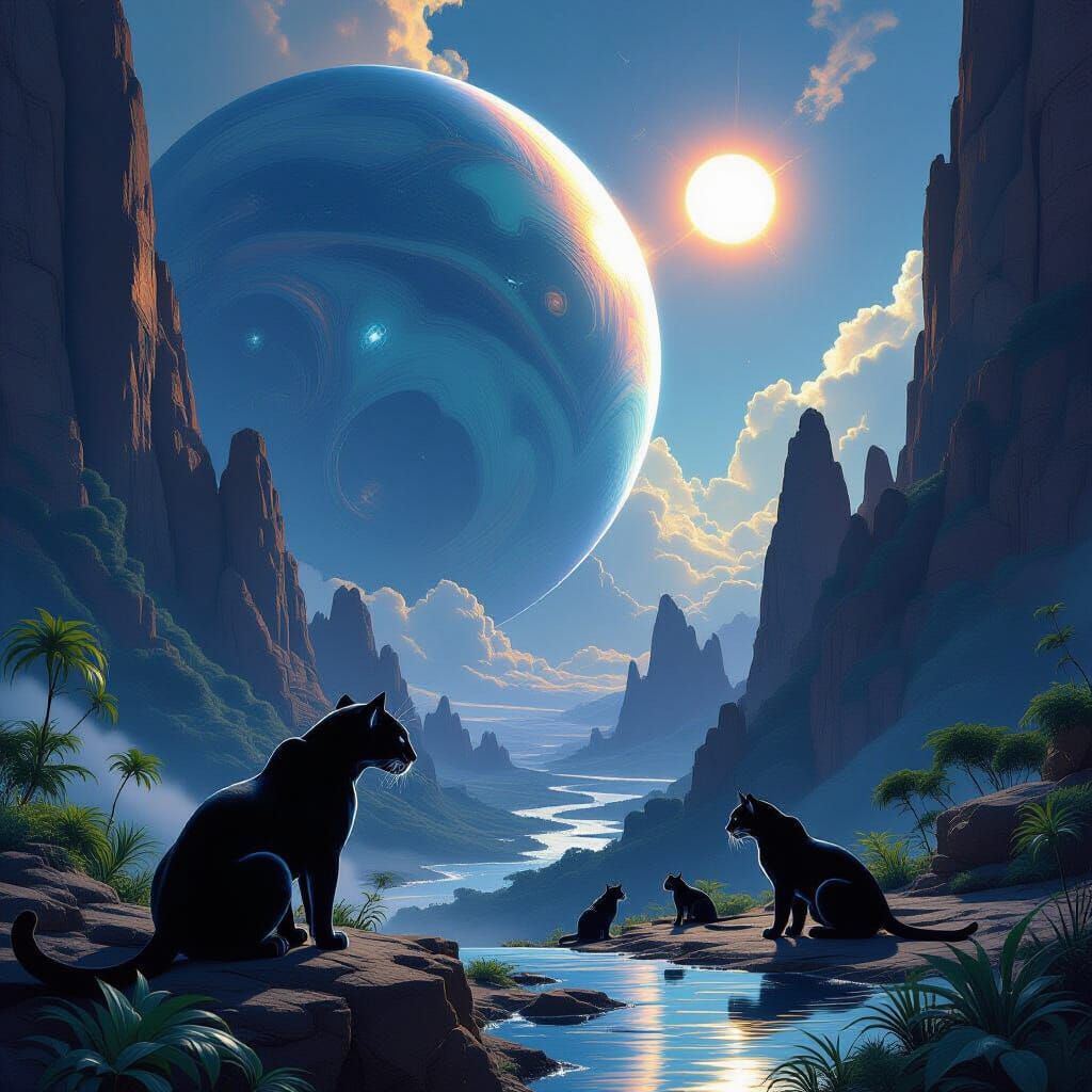Exotic Panther Planet in Epic Sci-Fi Concept Art