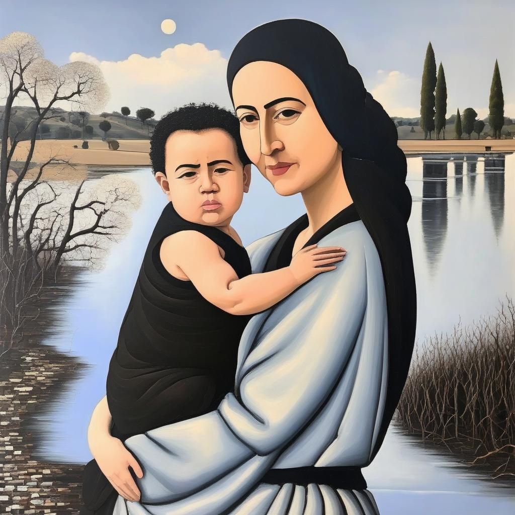 Touching Mother and Child AI Art