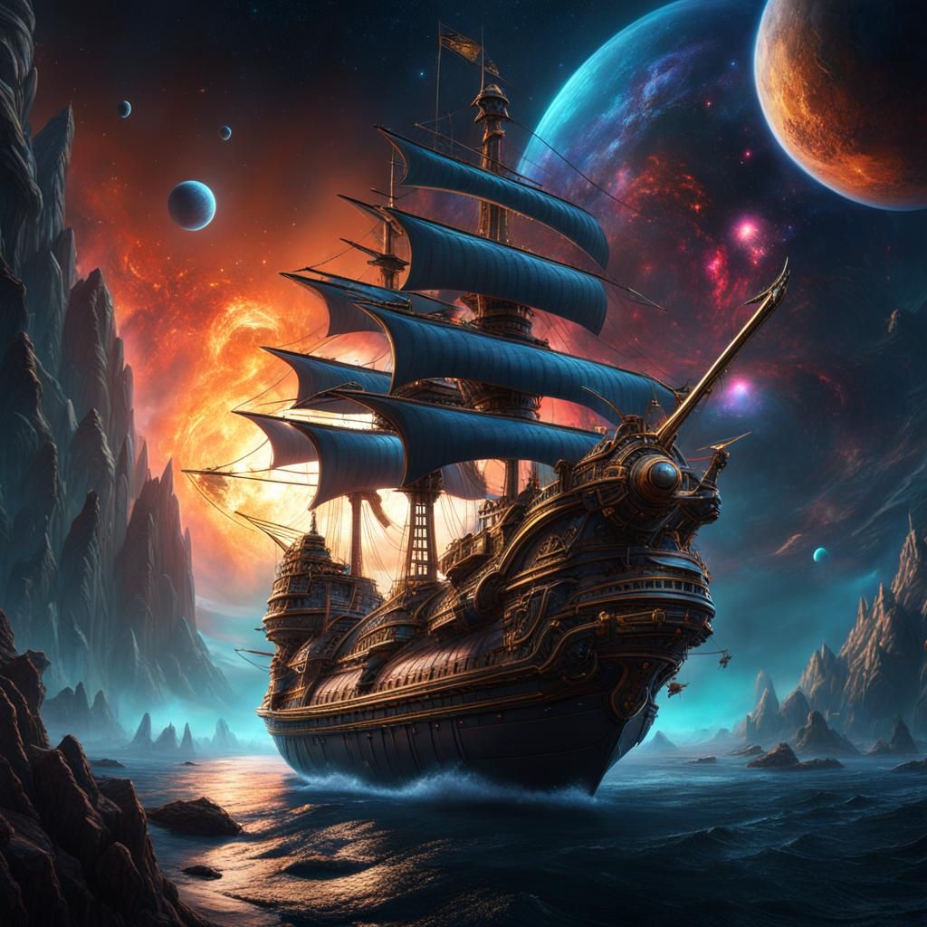 Spelljammer Space Galleon Concept Art in 8K