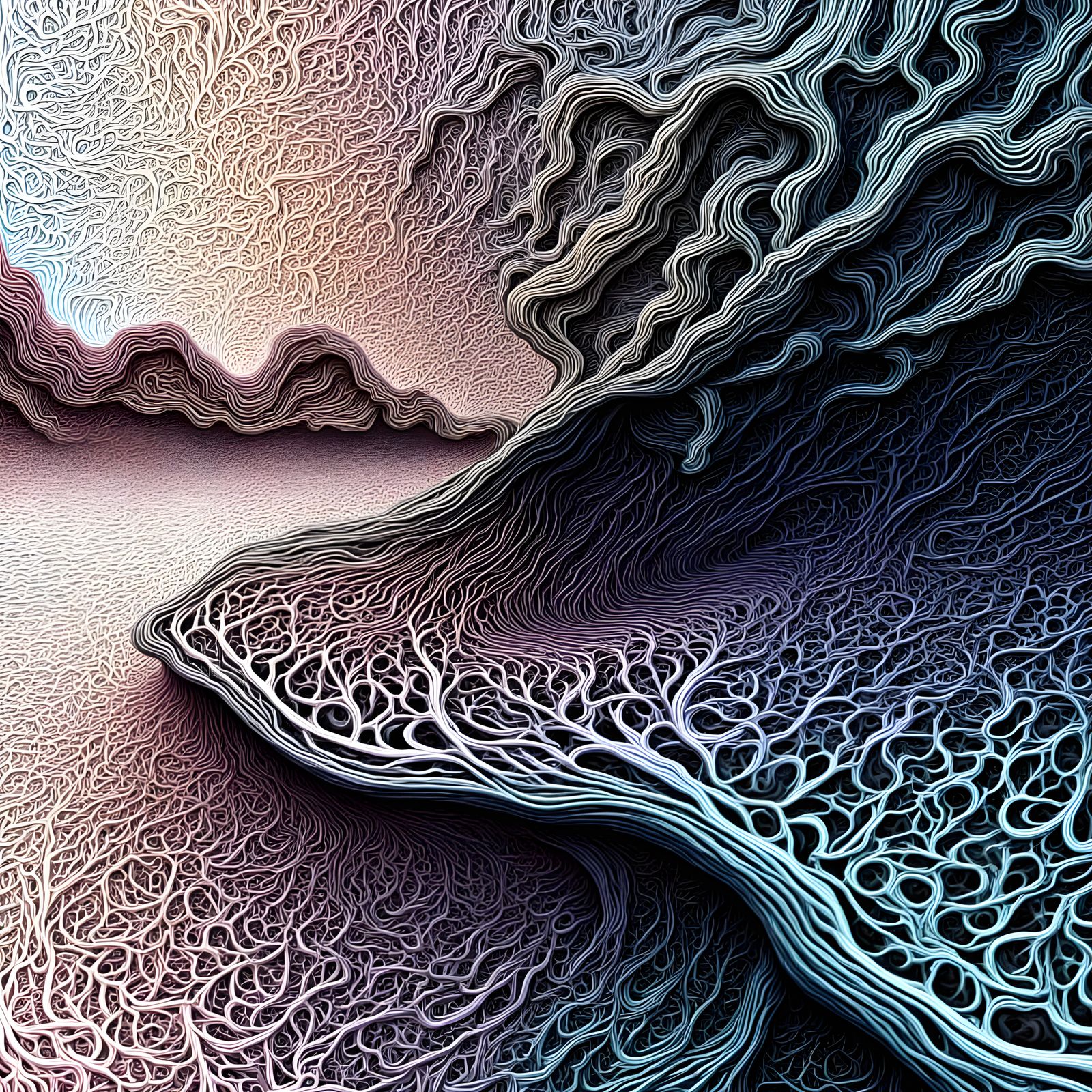 Dreamlike Gouache Painting of a Magical Landscape