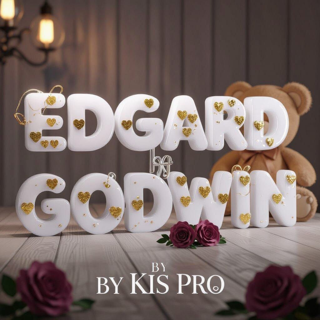 Edgard Godwin Name in Glossy White Glass Tubes