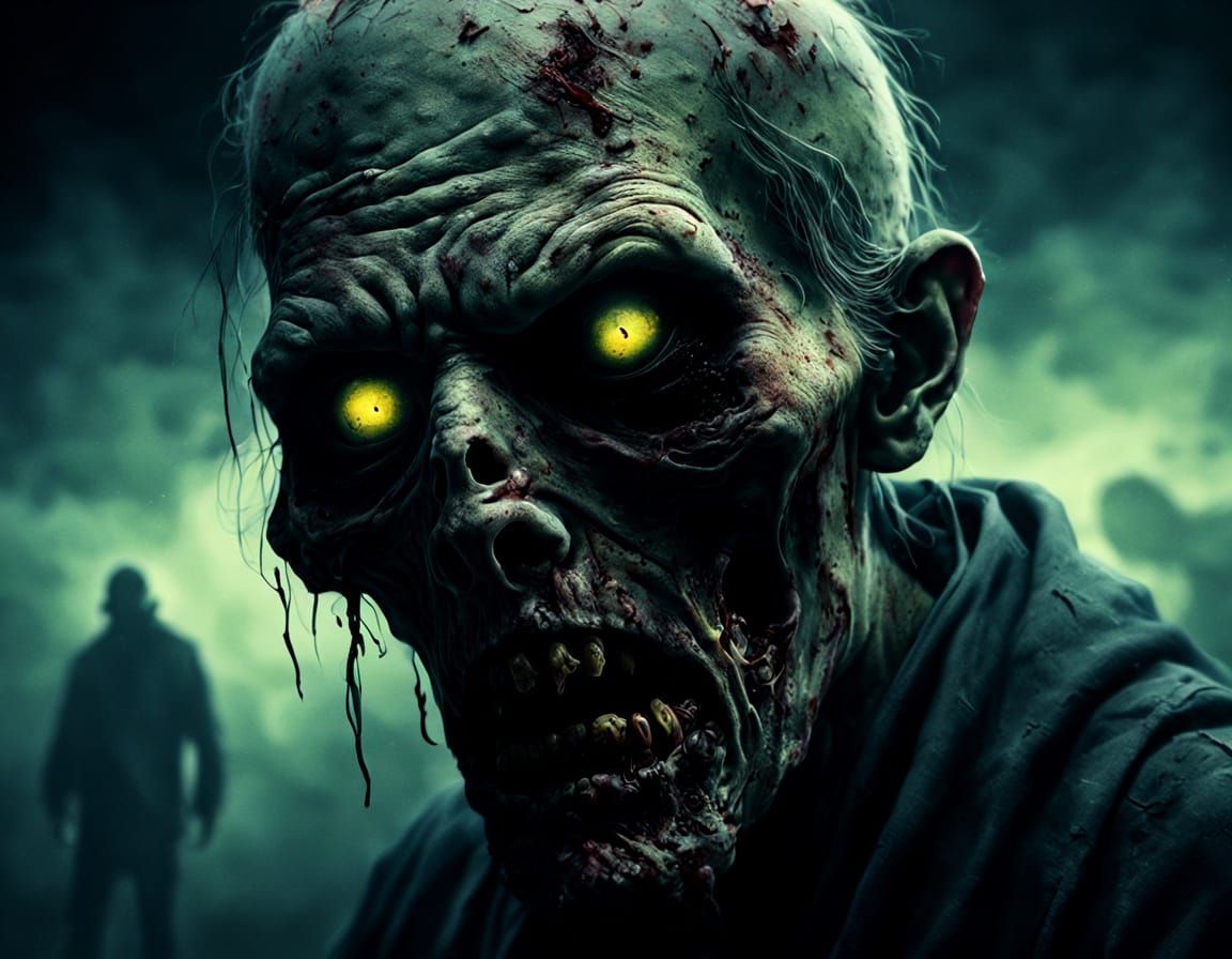 Zombie Waking in Darkness: A Surreal Oil Painting
