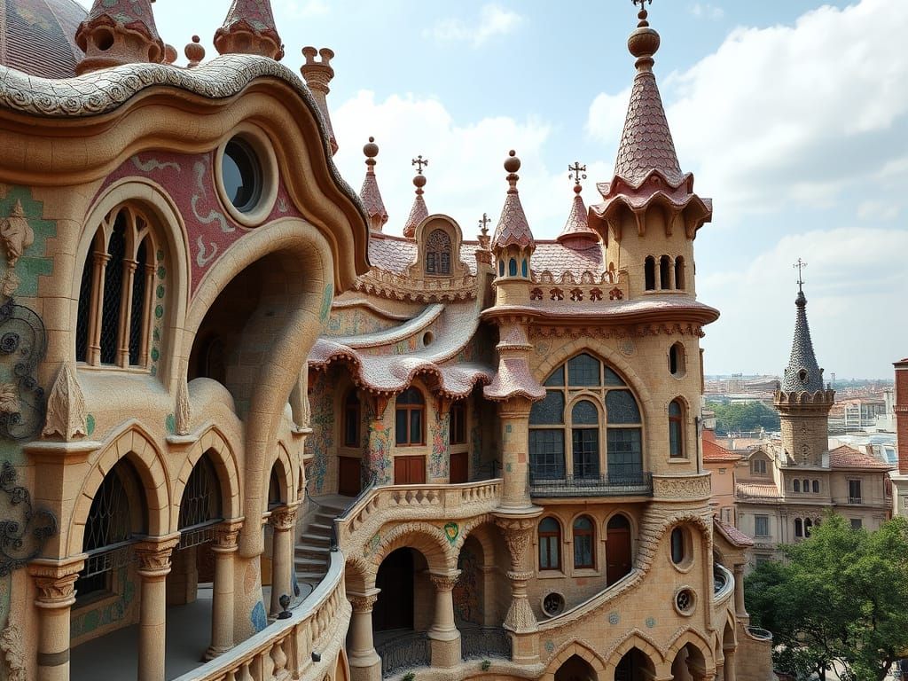 Organic Gaudi-esque Spires in Ancient Cityscape