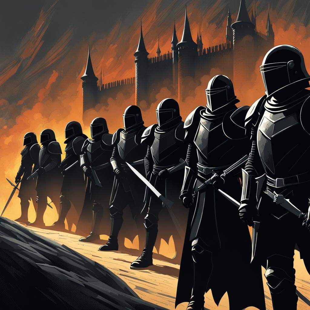 Dark Gothic Sci-Fi Knights in Super Black Armor