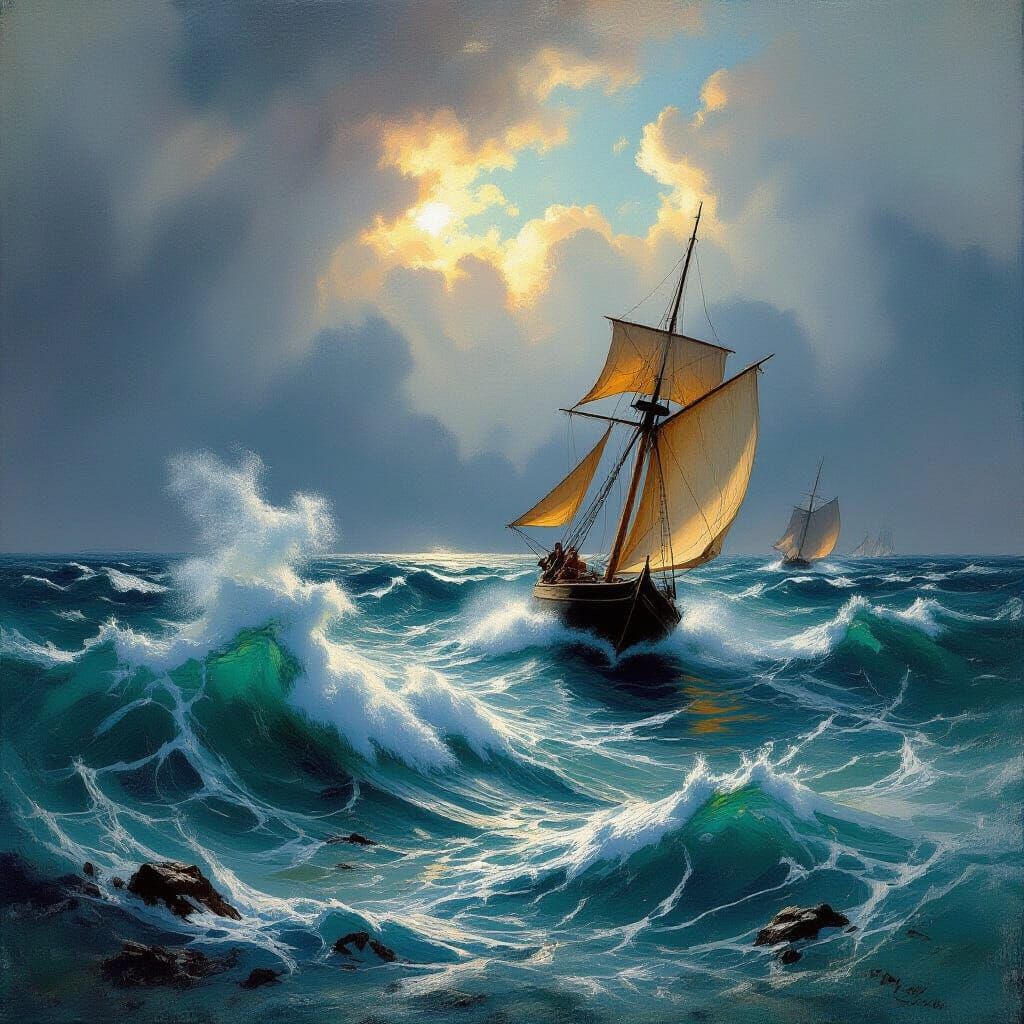 Dramatic Seascape in Romantic Style