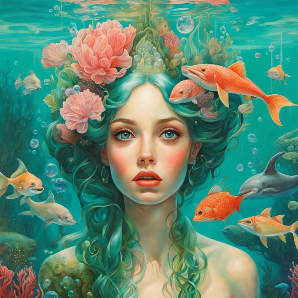 Mermaid Princess in Underwater Palace, Double Vision Style