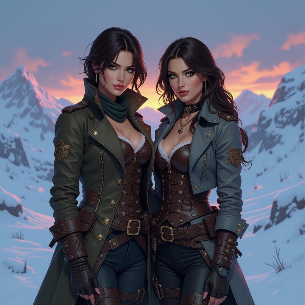 Steampunk Soldiers in Snow, Frazetta, Bisley, Thorp Style