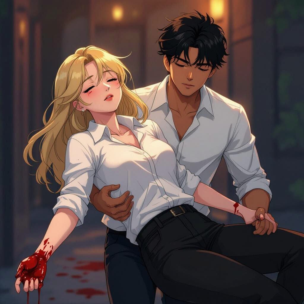 Dramatic Rescue Scene in Studio Trigger Style