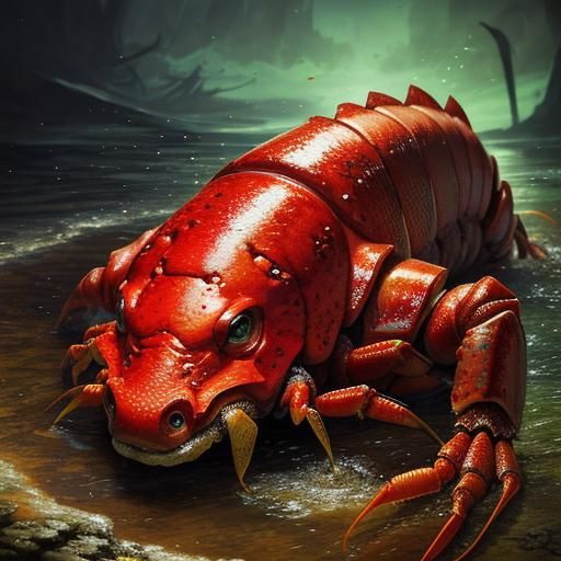Hyperrealistic Fantasy Cajun Crawfish Splash Art