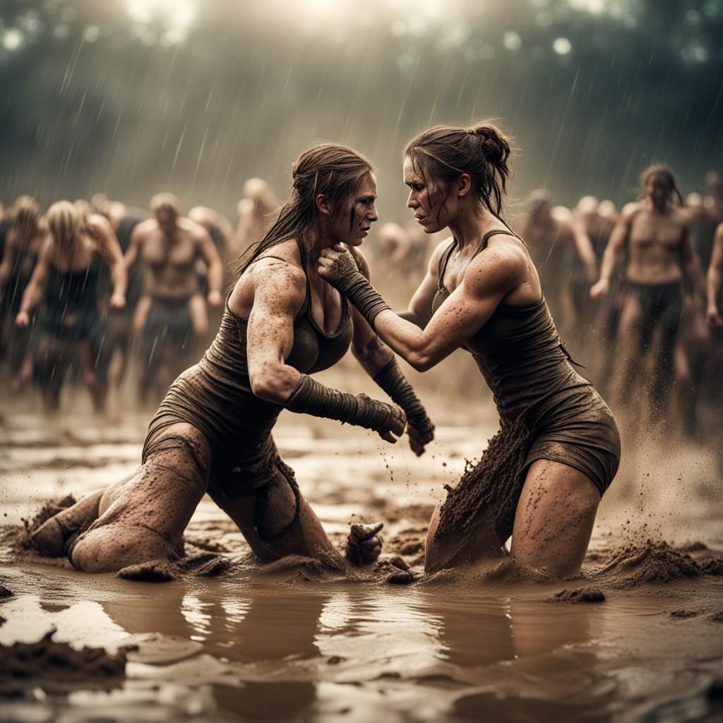 Women's Mud Wrestling in High Resolution