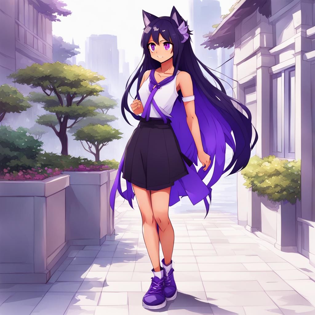 Cute Anime Style Aphmau with Purple Shoes