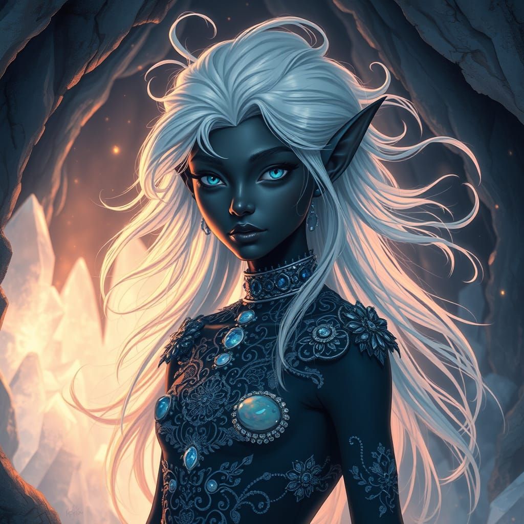 Ethereal Onyx Elf in Crystal Grotto