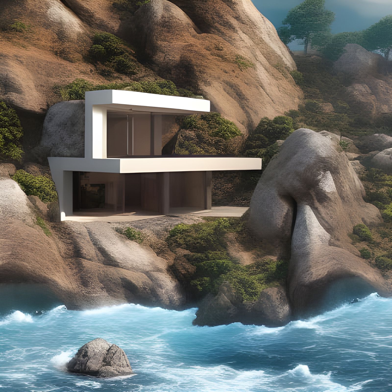 Luxury Modern Villa on Cliffside in 8K
