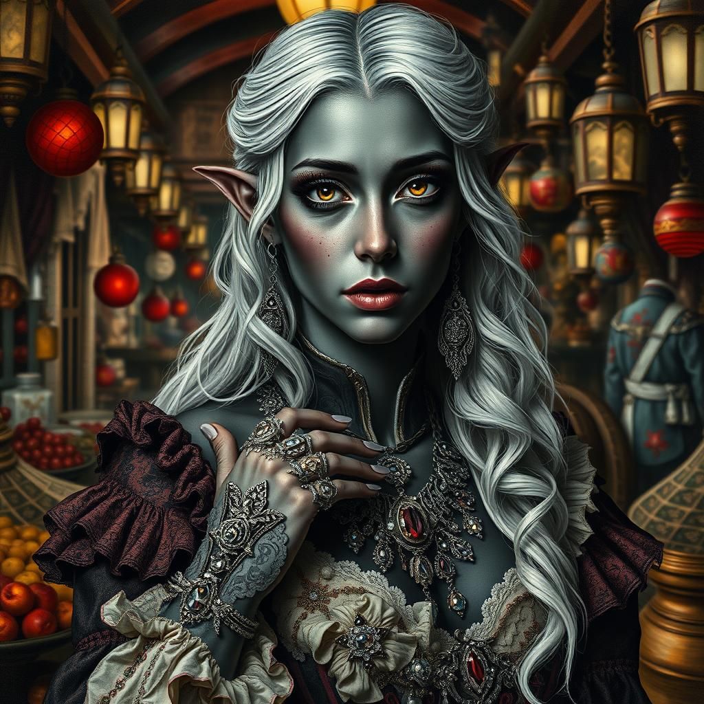 Decoupage Art Portrait of a Drow Woman