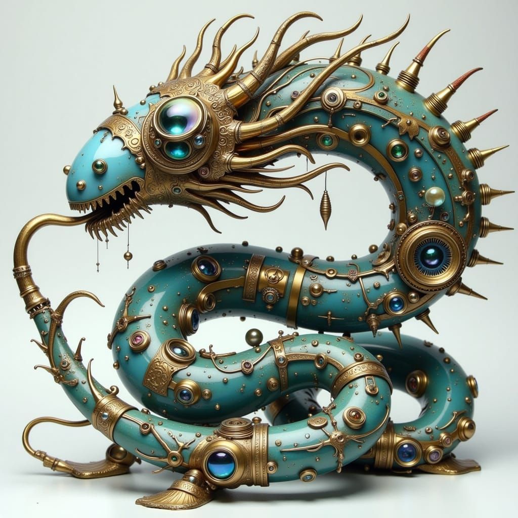 Steampunk Mechanical Snake with Brass Plated Components and ...