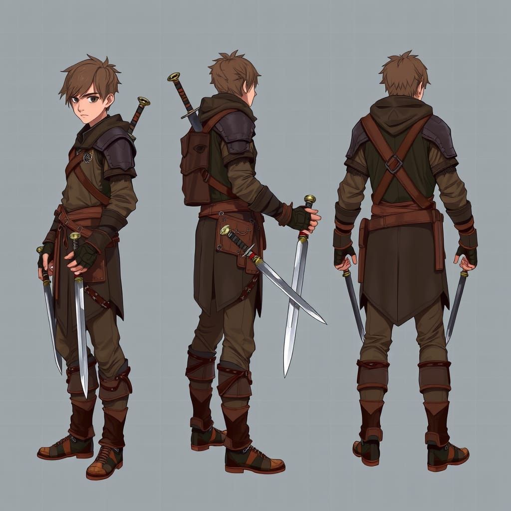Young Rogue Character Reference Sheet in Detailed Cyberpunk ...