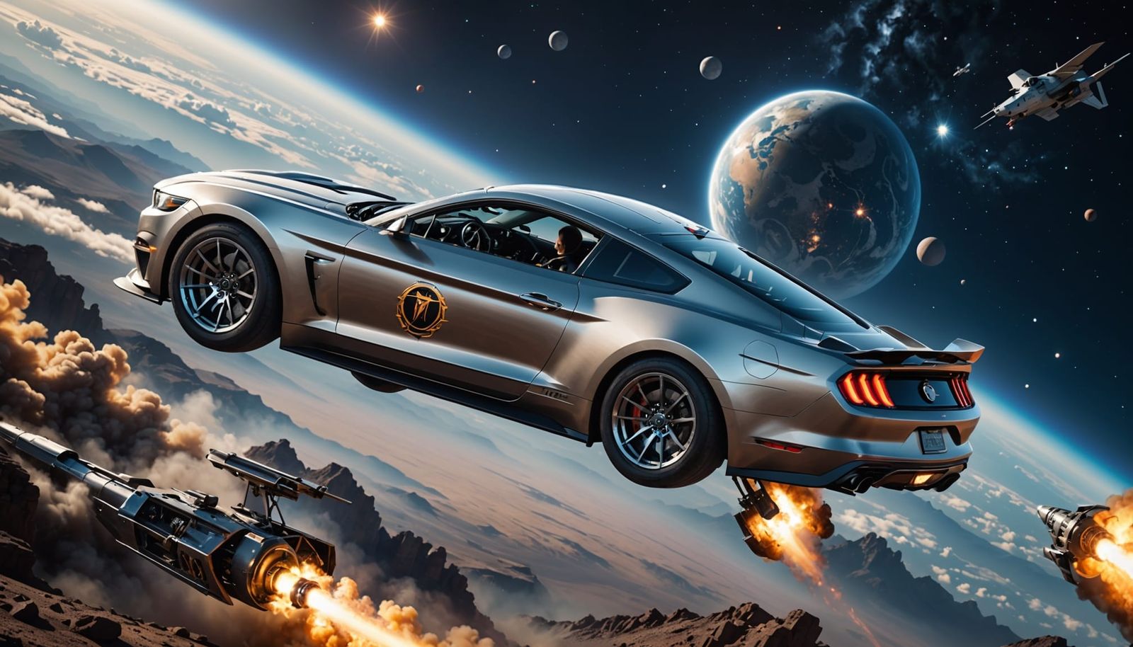 Steampunk Mustang Spacecraft Blasts Off in Epic 8K Digital A...