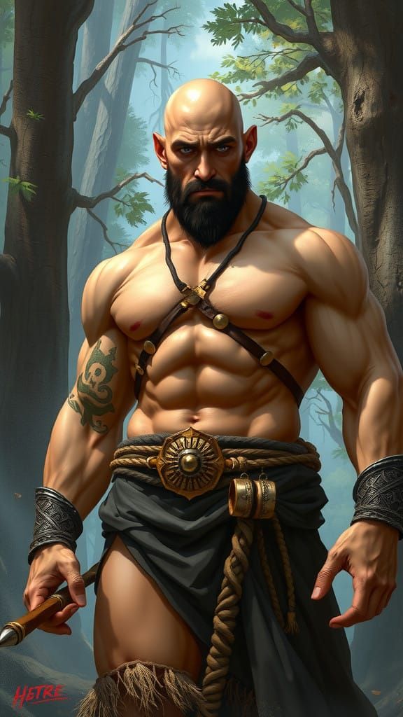 Handsome Warrior in Fantasy Forest, Illustrated in HDR