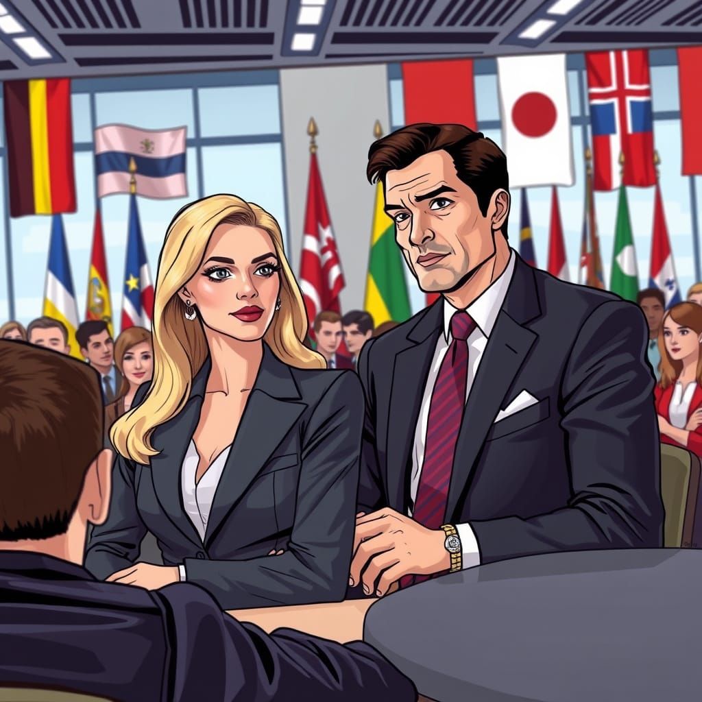 Heated Discussion in Futuristic Realism Style