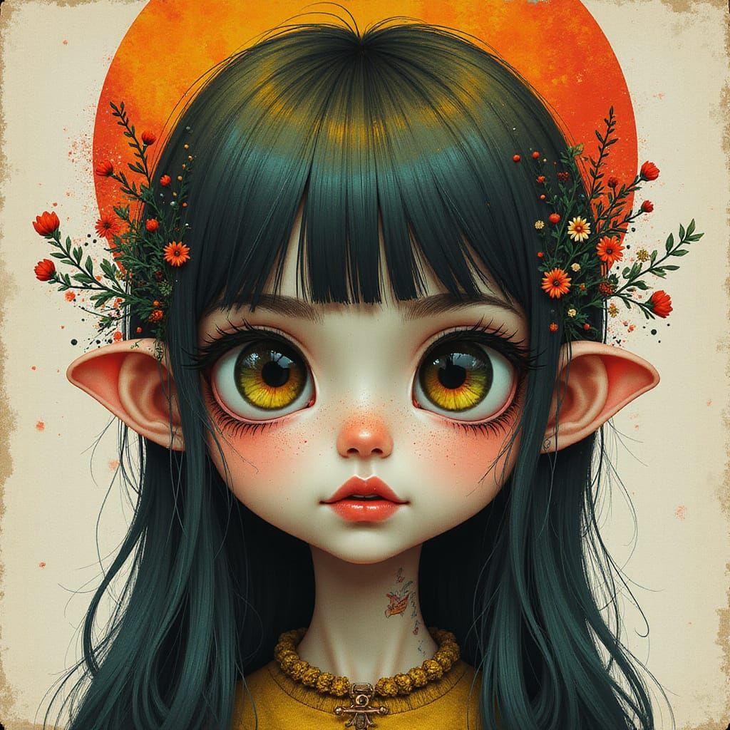 Hyper Cute Lady Portrait in Pop Surrealism Style
