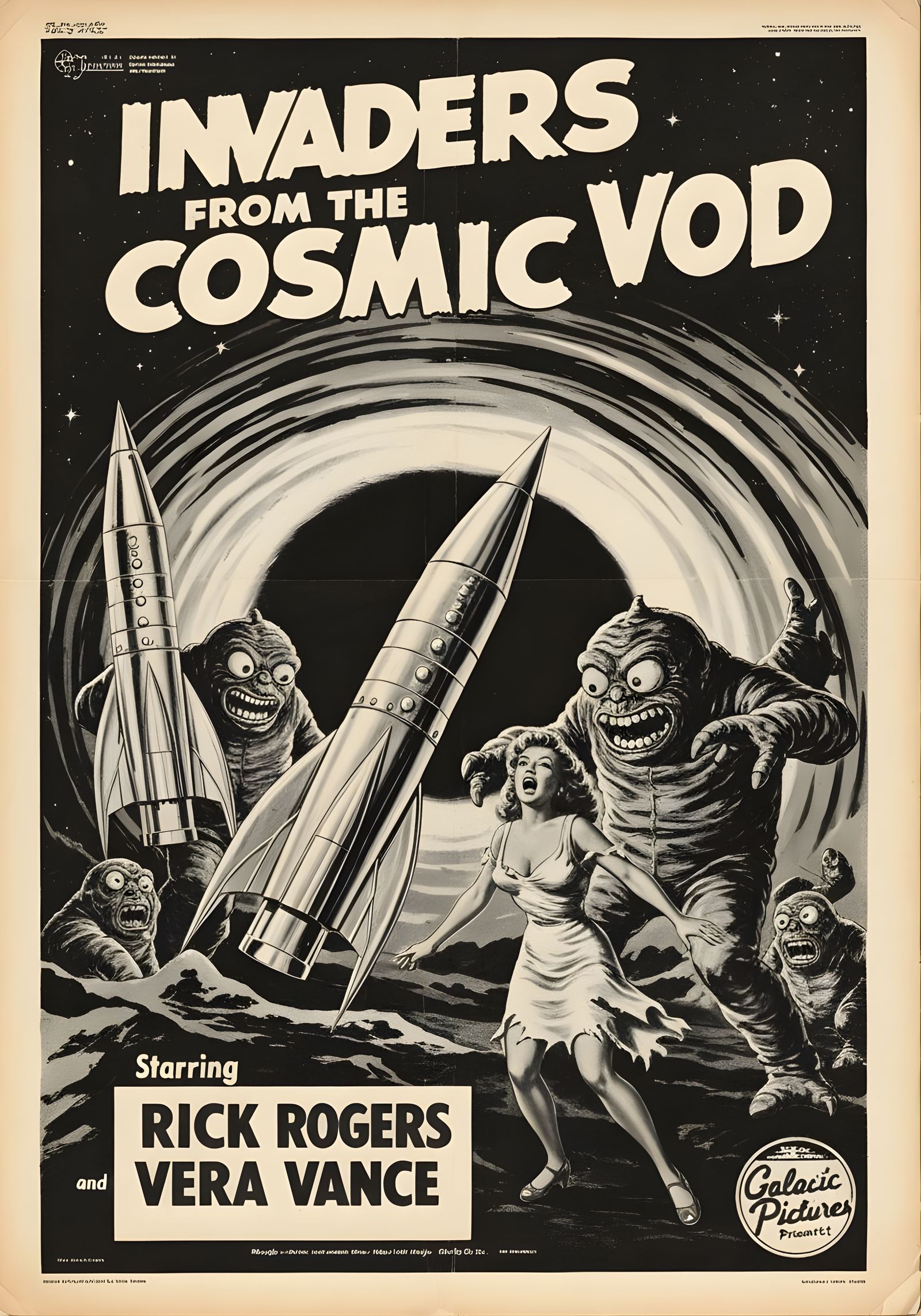 1950s Sci-Fi Movie Poster: Cosmic Invaders
