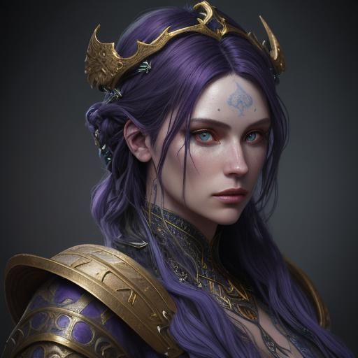 Blue-Skinned Goliath in Dark Fantasy Art Nouveau Style