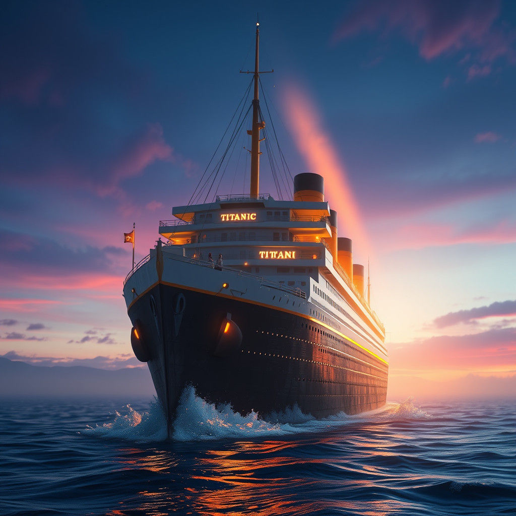Dreamlike Titanic Radiating Golden Light
