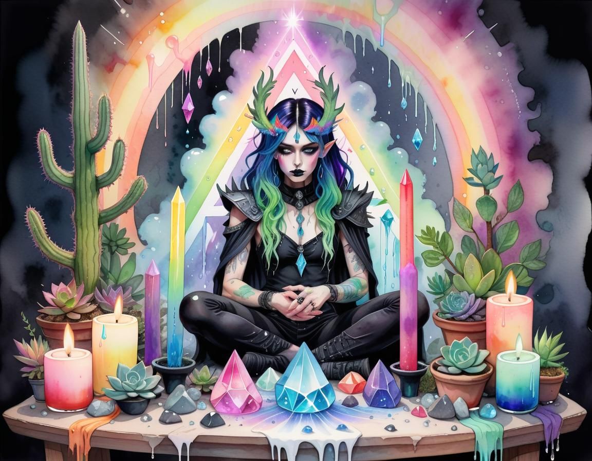 Ares in Pastel Goth Watercolour Style