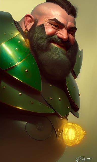 Emerald Dwarf Tinker Portrait in Detailed Armor