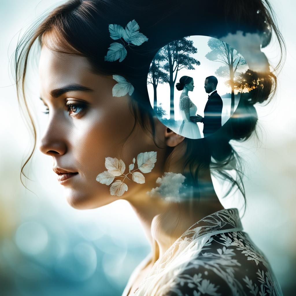 Reflective Double Exposure of a Woman's Married Life