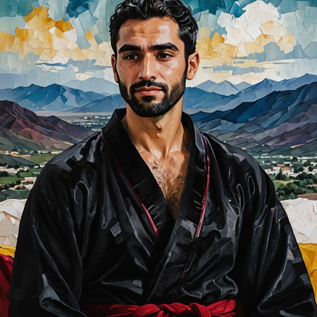 Pensive Man in Velvet Robe: Impasto Oil Portrait