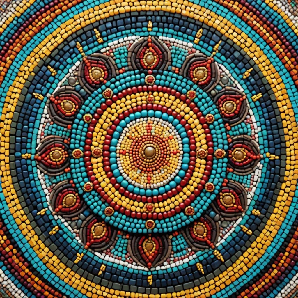 Close Up Bead Mosaic of Buddhist Mandala