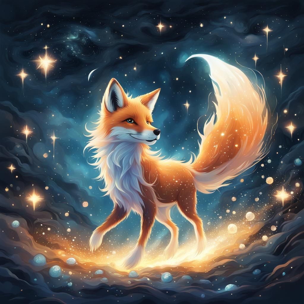 Adorable Ghost Fox Leaving Magic Wake